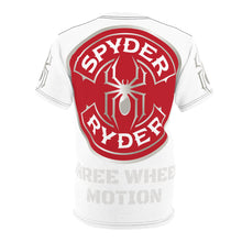 Load image into Gallery viewer, Unisex Cut &amp; Sew Tee (AOP) - Spyder Ryder - Three Wheel Motion - White
