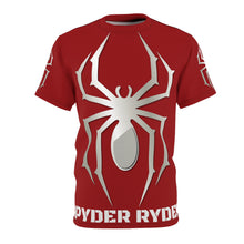 Load image into Gallery viewer, Unisex Cut &amp; Sew Tee (AOP) - Spyder Ryder - Three Wheel Motion - Cherry Red V1
