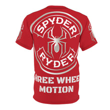 Load image into Gallery viewer, Unisex Cut &amp; Sew Tee (AOP) - Spyder Ryder - Three Wheel Motion - Red

