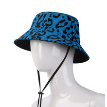 Load image into Gallery viewer, All Over Print Bucket Hats with Adjustable String - Leopard Camouflage - Blue-Black
