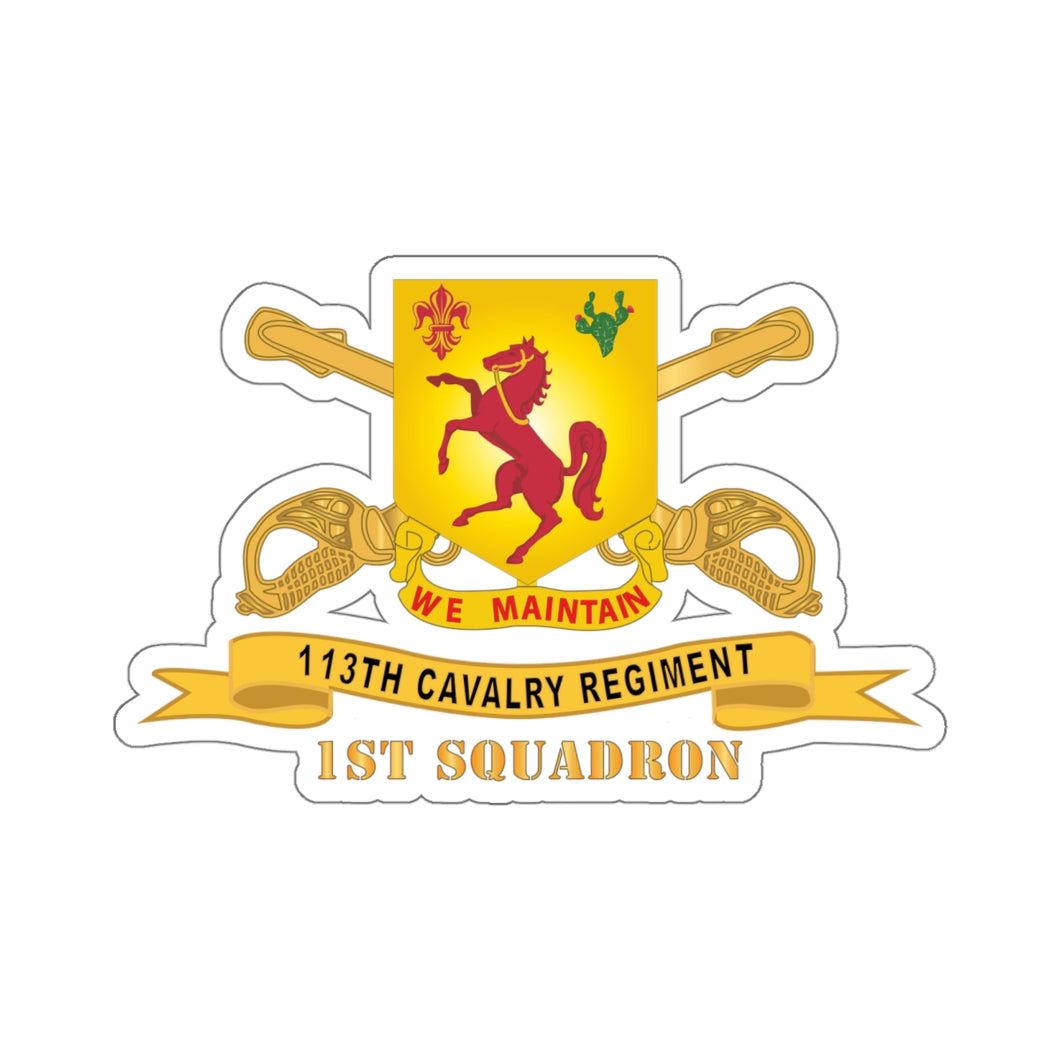 Kiss-Cut Stickers - 113th Cavalry Regiment - DUI w Br - Ribbon - 1st Squadron X 300