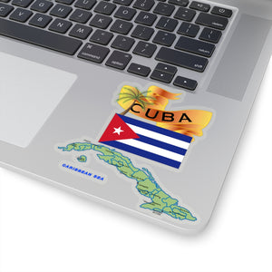 Kiss-Cut Stickers - Cuba - Cuba with Palm and Map Green X 300