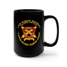 Load image into Gallery viewer, Black Mug 15oz - USMC - 12th Marine Regiment - Thunder and Steel
