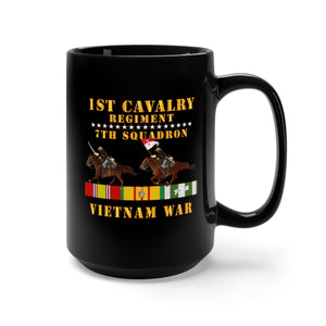 Black Mug 15oz - Army - 7th Squadron, 1st Cavalry Regiment - Vietnam War wt 2 Cav Riders and VN SVC X300