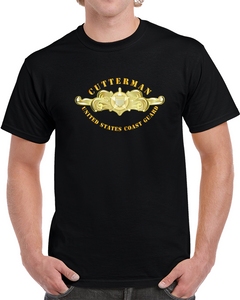 Uscg - Cutterman Badge - Officer - Gold T Shirt
