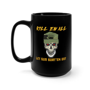 Black Mug 15oz - Army - Ranger Patrol Cap - Skull - Ranger Airborne Killem All - Let God Sortem Out X 300