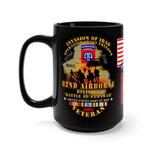 Load image into Gallery viewer, Black Mug 15oz - Army - 82nd Airborne Division -  Battle of Samawah, Iraq Invasion 2003 - Operation Iraqi Freedom with Iraq War Service Ribbons
