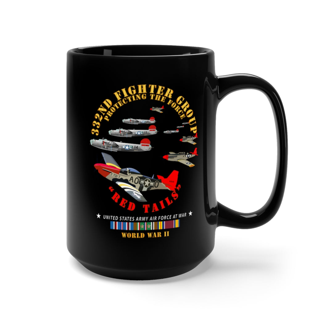 Black Mug 15oz - Army - AAC - 332nd Fighter Group - Red Tails - Protect Force