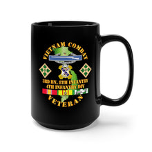 Load image into Gallery viewer, Black Mug 15oz - Army - Vietnam Combat Infantry Veteran w 3rd Bn 8th Inf - 4th ID SSI
