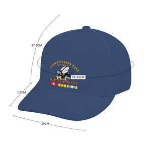  Custom All Over Print Unisex Adjustable Curved Bill Baseball Hat - Navy - Seabee - Vietnam Veteran - No Shadow