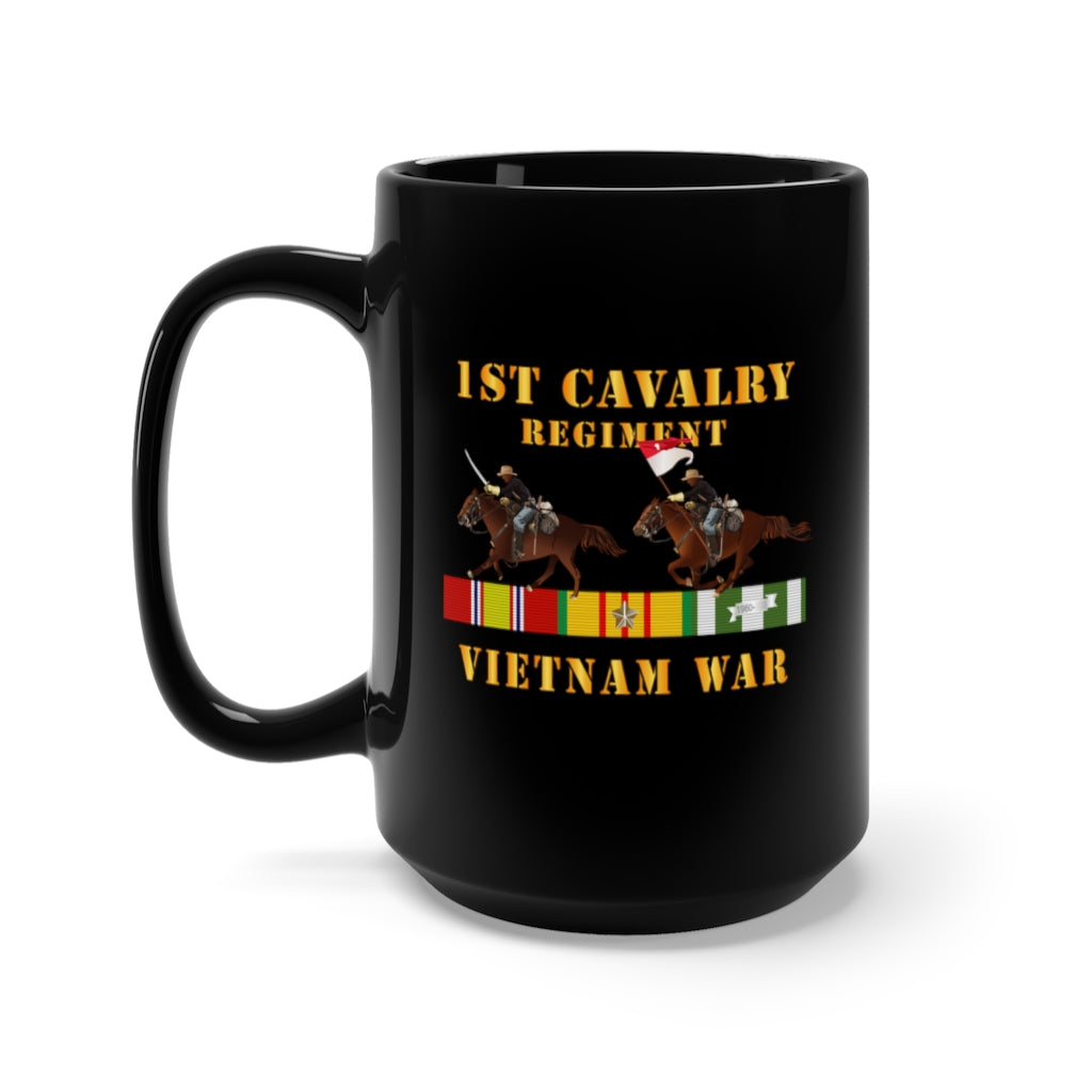 Black Mug 15oz - Army - 1st Cavalry Regiment - Vietnam War wt 2 Cav Riders and VN SVC X300