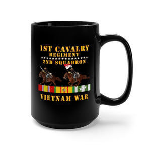 Black Mug 15oz - Army -2nd Squadron, 1st Cavalry Regiment - Vietnam War wt 2 Cav Riders and VN SVC X300