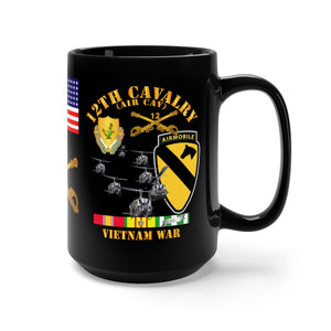 Black Mug 15oz - Army - 1st Battalion, 12th Cavalry Regiment, Honor Courage Unit