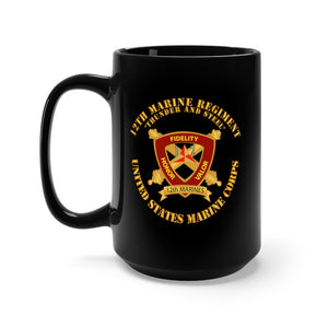 Black Mug 15oz - USMC - 12th Marine Regiment - Thunder and Steel