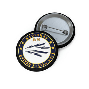 Custom Pin Buttons - Navy - Radioman - RM - US Navy