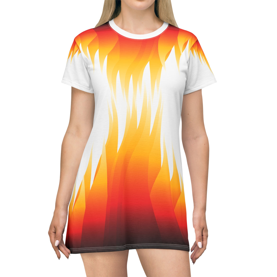 T-Shirt Dress (AOP) - Flaming Dress