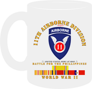 Army - 11th Airborne Division - Battle of Phil. - World War II with Pacific Service Ribbons - Mug