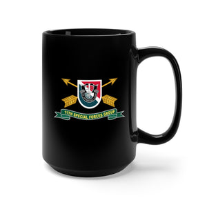 Black Coffee Mug 15oz - Army - 11th Special Forces Group - Flash w Br - Ribbon X 300