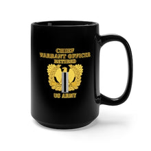 Load image into Gallery viewer, Black Mug 15oz - Army - Emblem - Warrant Officer 5 - CW5 w Eagle - US Army - Retired - Flat  X 300 - Hat
