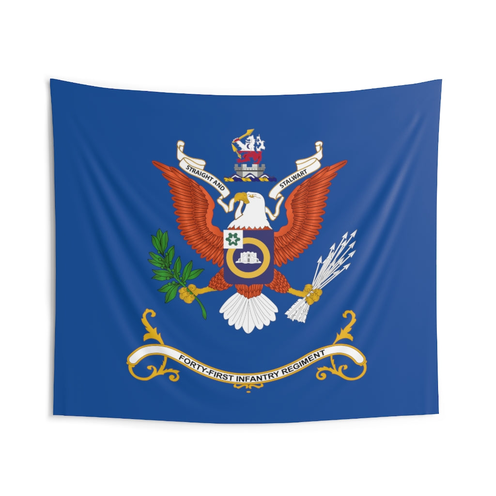 Indoor Wall Tapestries - 41st Infantry Regiment - Straight and Stalwart - Regimental Colors Tapestry