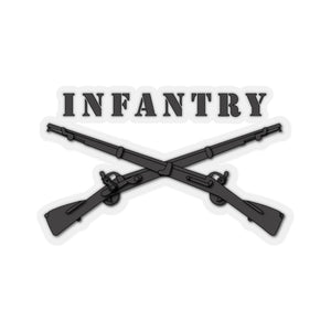 Kiss-Cut Stickers - Army - Infantry Br - Crossed Rifles Blk w Txt
