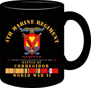 United States Marine Corps - 4th Marine Regiment - Battle of Corregidor - World War II with Pacific Service Ribbons - Mug