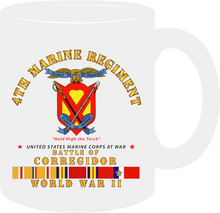 Load image into Gallery viewer, United States Marine Corps - 4th Marine Regiment - Battle of Corregidor - World War II with Pacific Service Ribbons - Mug
