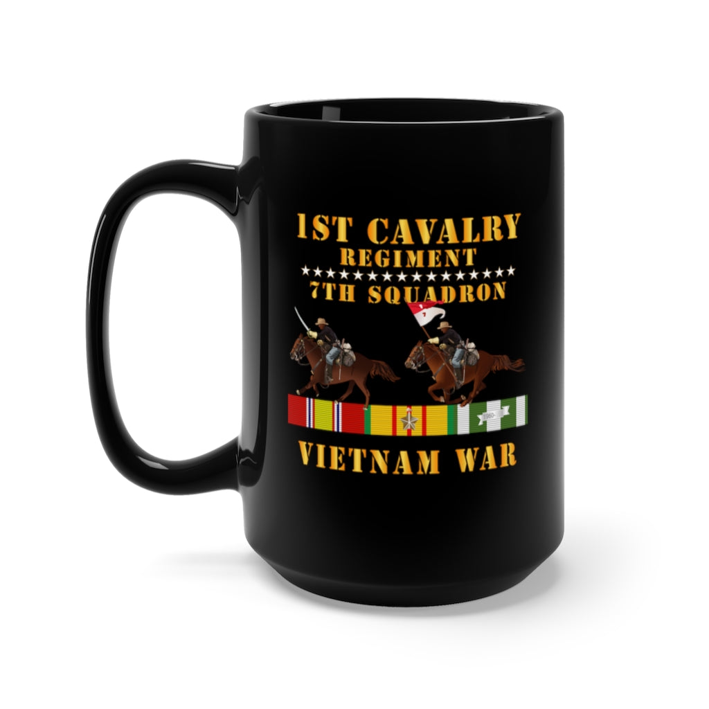 Black Mug 15oz - Army - 7th Squadron, 1st Cavalry Regiment - Vietnam War wt 2 Cav Riders and VN SVC X300