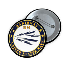 Load image into Gallery viewer, Custom Pin Buttons - Navy - Radioman - RM - US Navy
