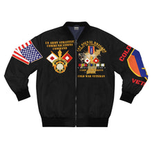 Load image into Gallery viewer, Men&#39;s AOP Bomber Jacket - Army - Cold War Veteran - 1st Signal Brigade, Camp Humphreys, Korea with Cold War Service Ribbons
