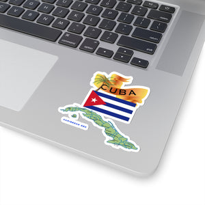 Kiss-Cut Stickers - Cuba - Cuba with Palm and Map Green X 300