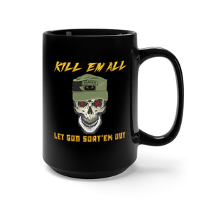 Black Mug 15oz - Army - Ranger Patrol Cap - Skull - Ranger Airborne Killem All - Let God Sortem Out X 300