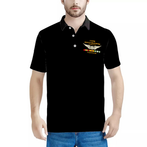 Custom Shirts All Over Print POLO Neck Shirts - 116th Assault Helicopter Co w  Aviator Badge w VN SVC
