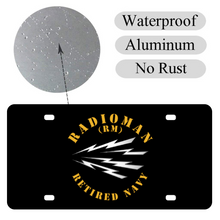 Load image into Gallery viewer, [Made in USA] Custom Aluminum Automotive License Plate 12&quot; x 6&quot; - Navy - Rate - Radioman - Retired Navy - FLAT X 300
