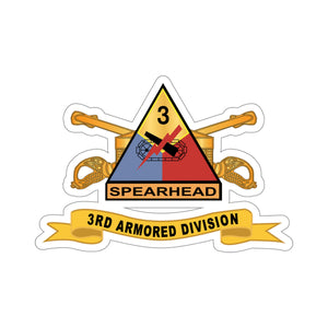 Kiss-Cut Stickers - Army  - 3rd Armored Division - SSI w Br - Ribbon X 300