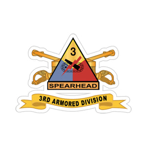Kiss-Cut Stickers - Army  - 3rd Armored Division - SSI w Br - Ribbon X 300