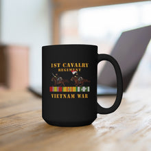 Load image into Gallery viewer, Black Mug 15oz - Army - 1st Cavalry Regiment - Vietnam War wt 2 Cav Riders and VN SVC X300
