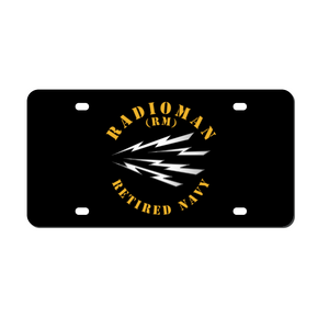 [Made in USA] Custom Aluminum Automotive License Plate 12" x 6" - Navy - Rate - Radioman - Retired Navy - FLAT X 300