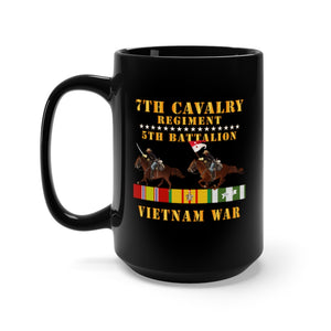 Black Mug 15oz - Army - 5th Battalion,  7th Cavalry Regiment - Vietnam War wt 2 Cav Riders and VN SVC X300