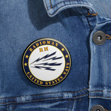 Load image into Gallery viewer, Custom Pin Buttons - Navy - Radioman - RM - US Navy
