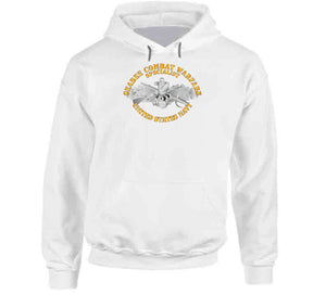 Navy - Seabee Combat Warfare, Specialist Badge, Emblem with Text - T Shirt, Premium and Hoodie