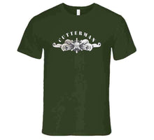 Load image into Gallery viewer, Uscg - Cutterman Badge - Enlisted  - Silver W Top Txt T Shirt
